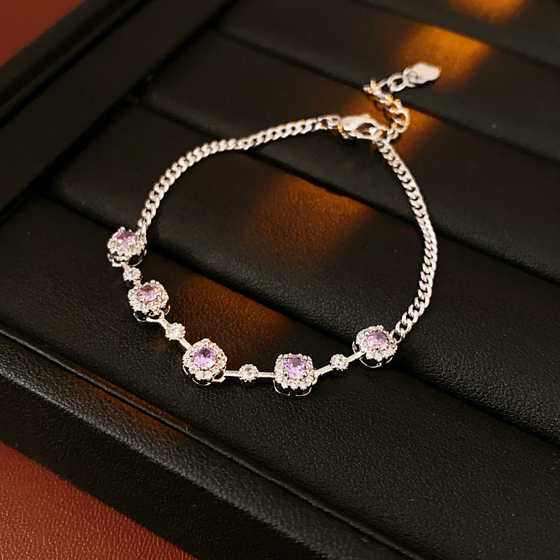 Elegant Rhinestones Floral Chain Bracelet 6W6JBR727