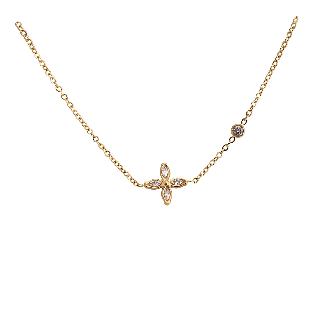 Fashion Cubic Zircon Four Leaf Clover Pendant Necklace 6W6JNC1067