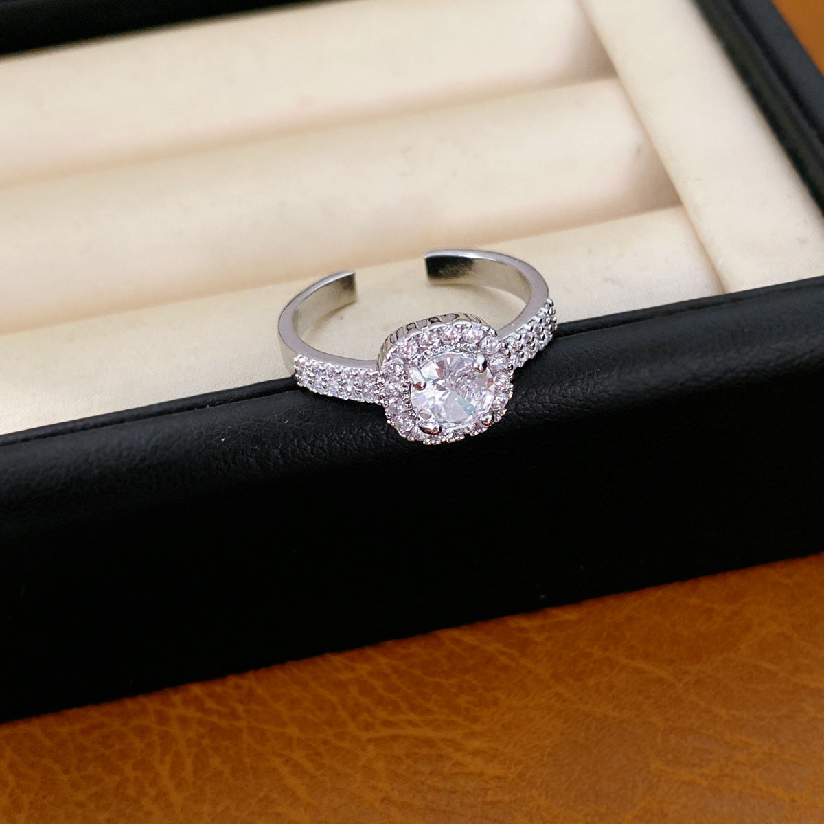 Trendy Square Cubiz Zirconia Engagement Open Ring 6W6JRG370