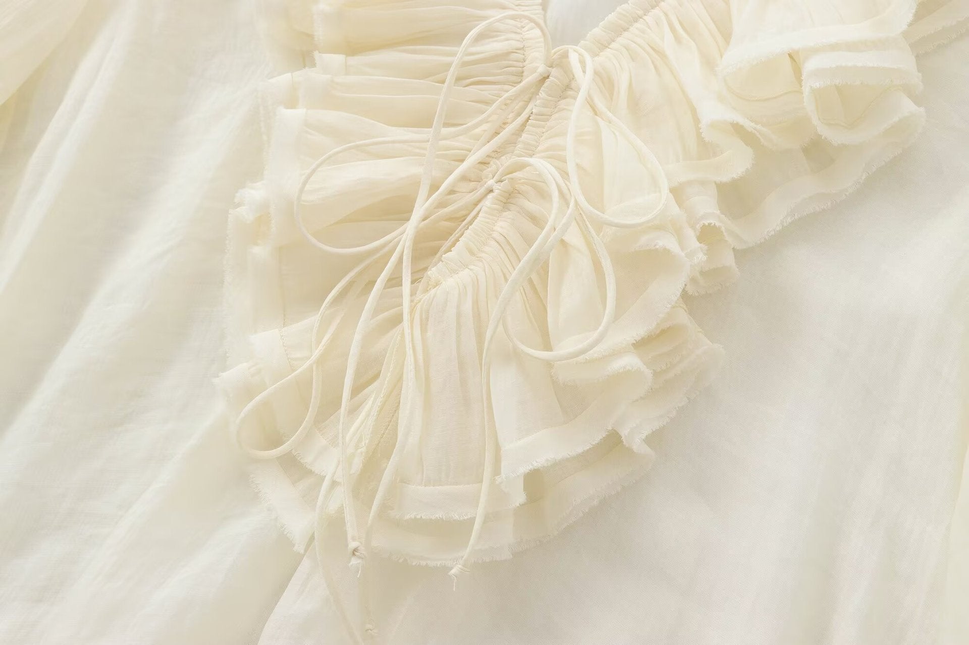 V-Neck Ruffled Chiffon Blouse - DippedShop Wholesale - #5059
