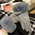 Faux Suede Fur Cuff Gloves - DippedShop Wholesale - #0963