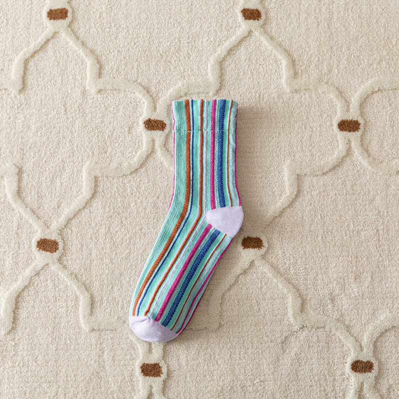 Striped Breathable Crew Socks - DippedShop Wholesale - #4355