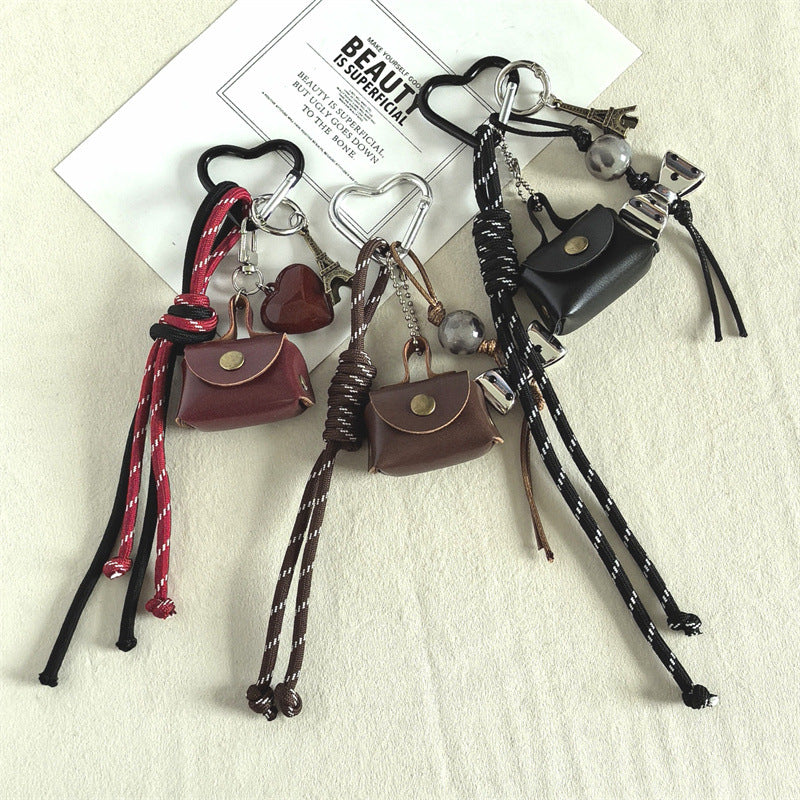 Mini Leather Bag Braided Keychain Charms DP25C763
