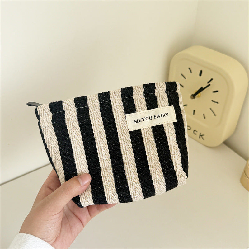 Minimalist Striped Canvas Portable Makeup Bag MK2BW6S10BOB68
