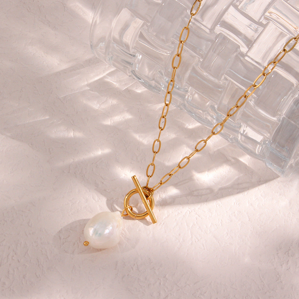 Baroque Pearl Gold Necklace - DippedShop Wholesale - #4467