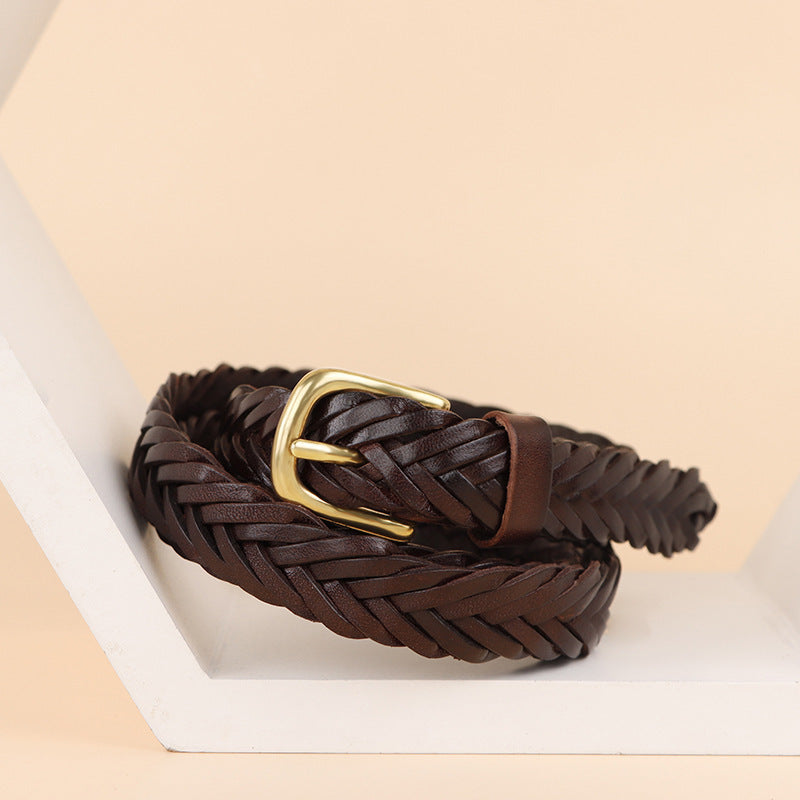 Fashion Handmade Woven Adjustable Leather Belt 6W6JBT177