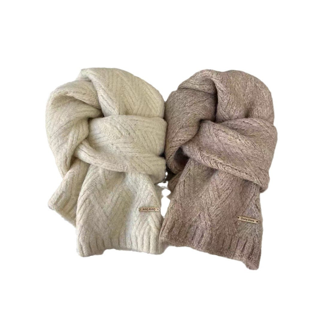 Minimalist Solid Color Knit Wool Scarf 6W6NSW303