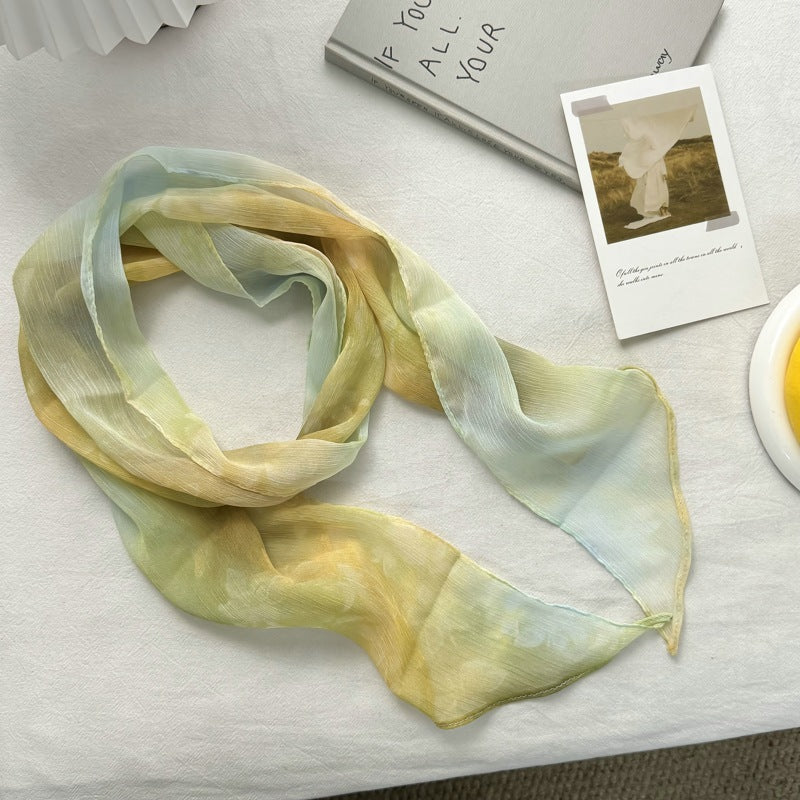 Gradient Tie-Dye Skinny Print Silk Scarf MK2BLW6W6NSI51