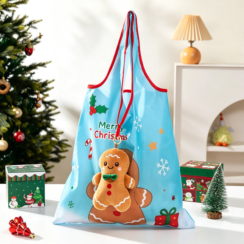 Christmas Snowman Print Lightweight Storage Bag 6W10BOB1342