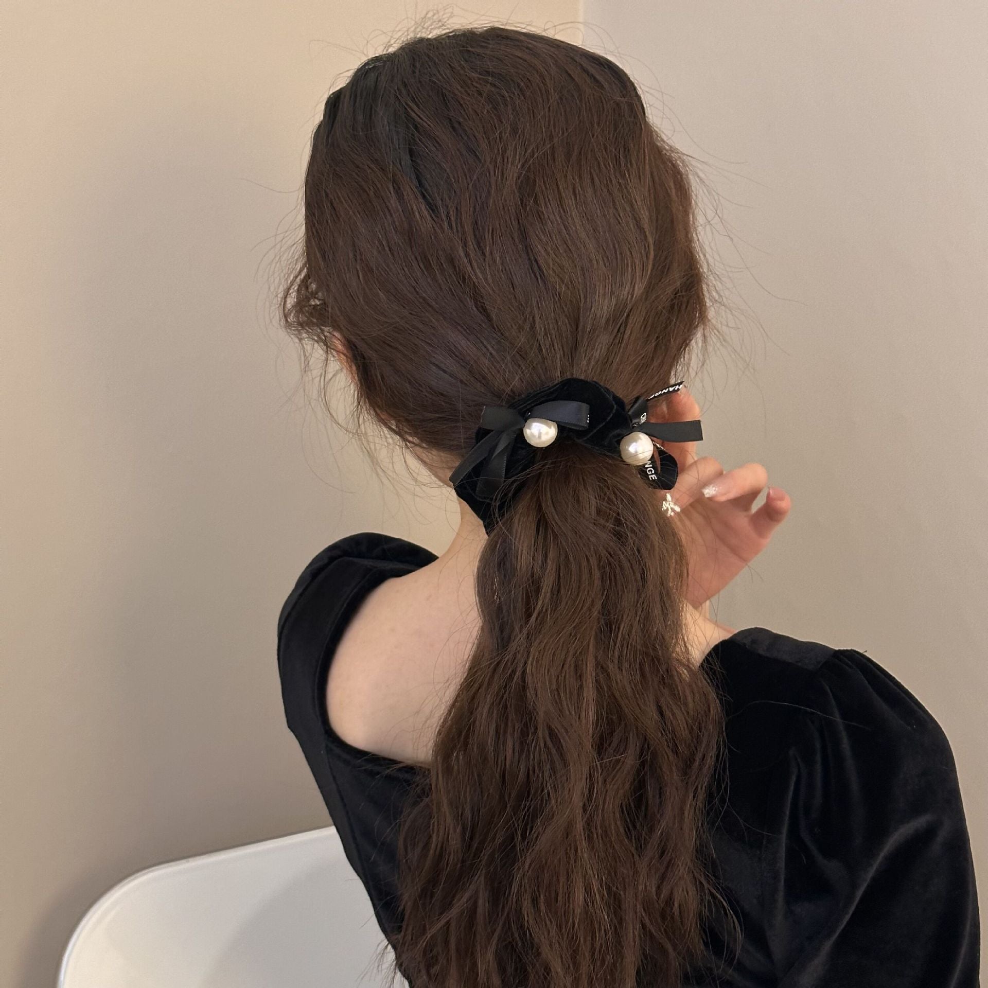 Velvet Pearl Hair Tie - DippedShop Wholesale - #1779