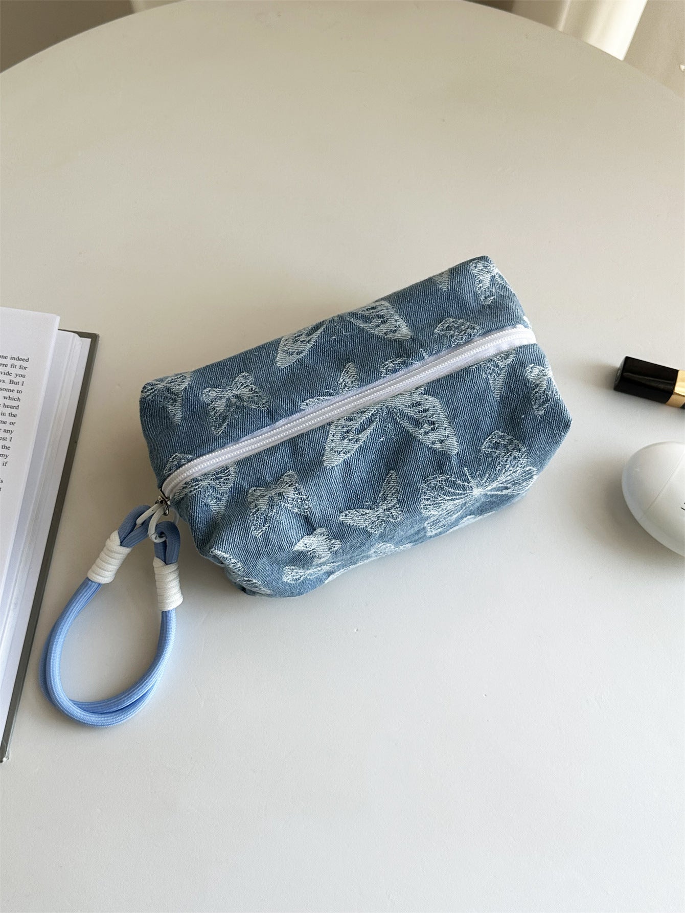 Chic Butterfly Pattern Denim Cosmetic Bag 6S5CO115