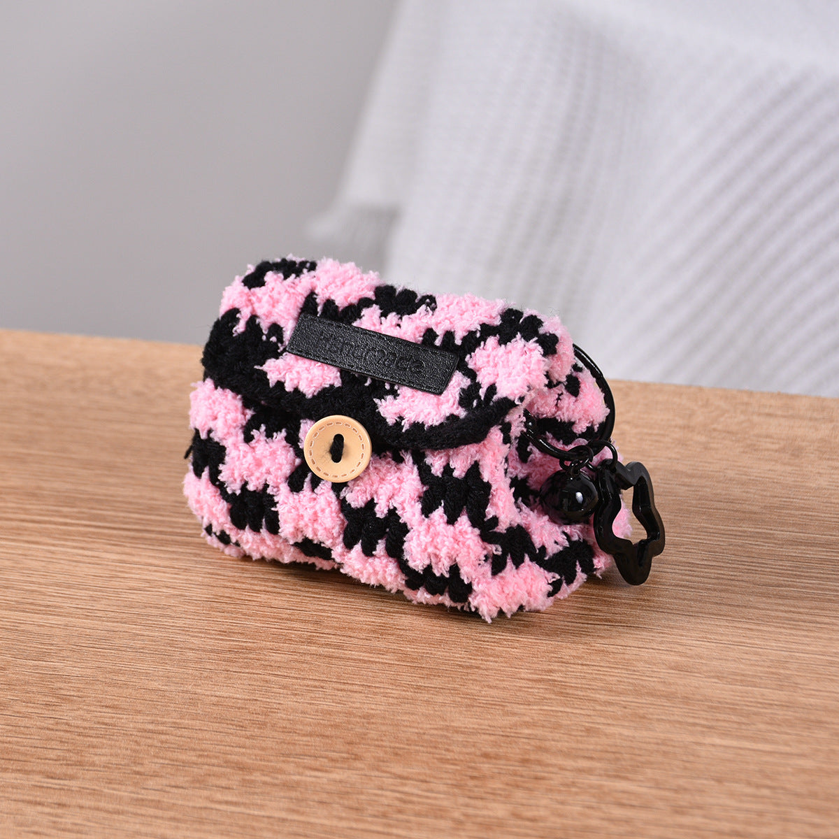 Cute Crochet Color Block Mini Coin Earbud Case 6S10BWB112