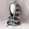 Vintage Striped Knitted Hooded Scarf Hat 6W6HAT702