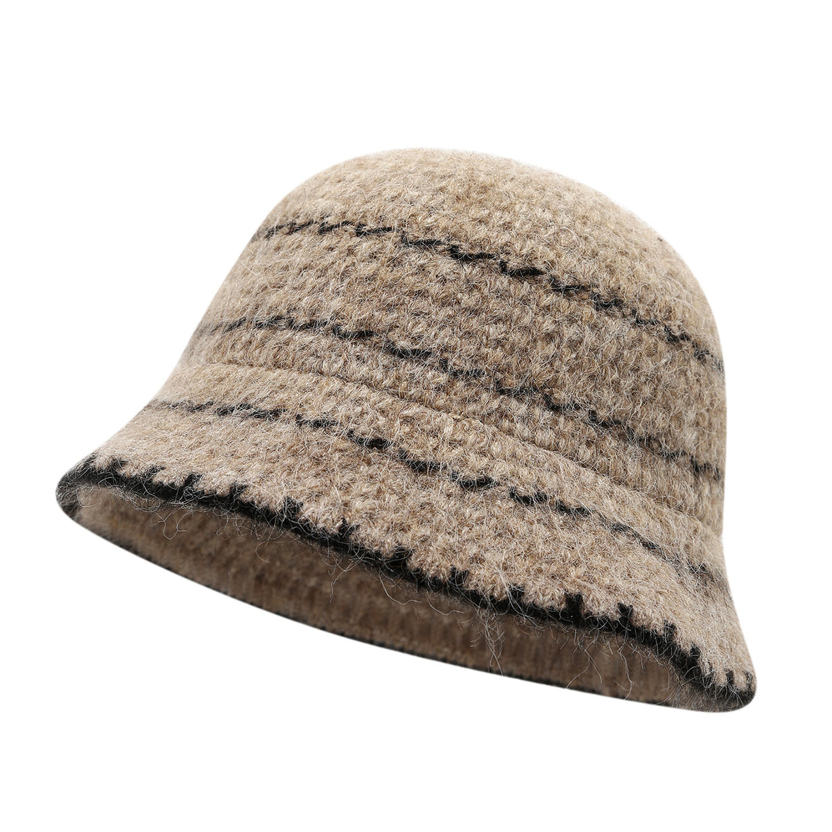 Stylish Color Block Angora Knit Bucket Hat 6W6HAT682