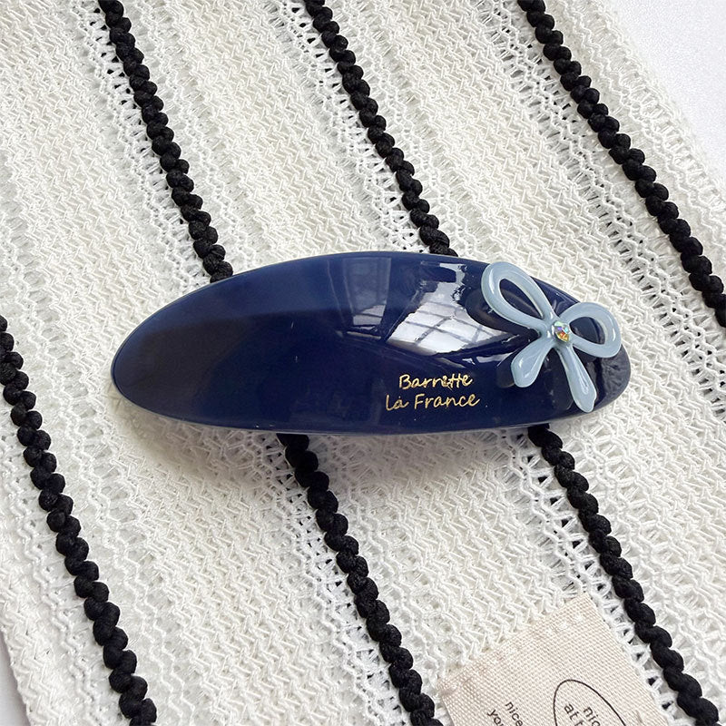 Retro Oval Bowknot Acetate Curved  Hair Clip 8AS6HCP387L