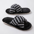 Soft Striped Plush Slippers - DippedShop Wholesale - #6195