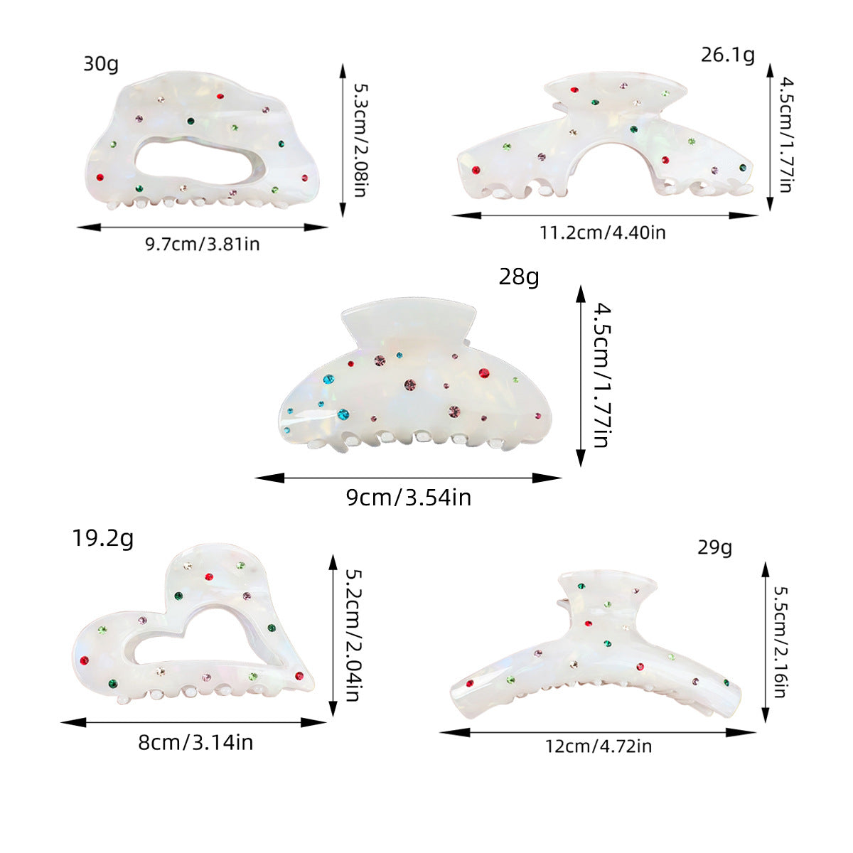 Colorful Rhinestone Irregular Acetate Hair Claw MK2PPM6W6HCP341
