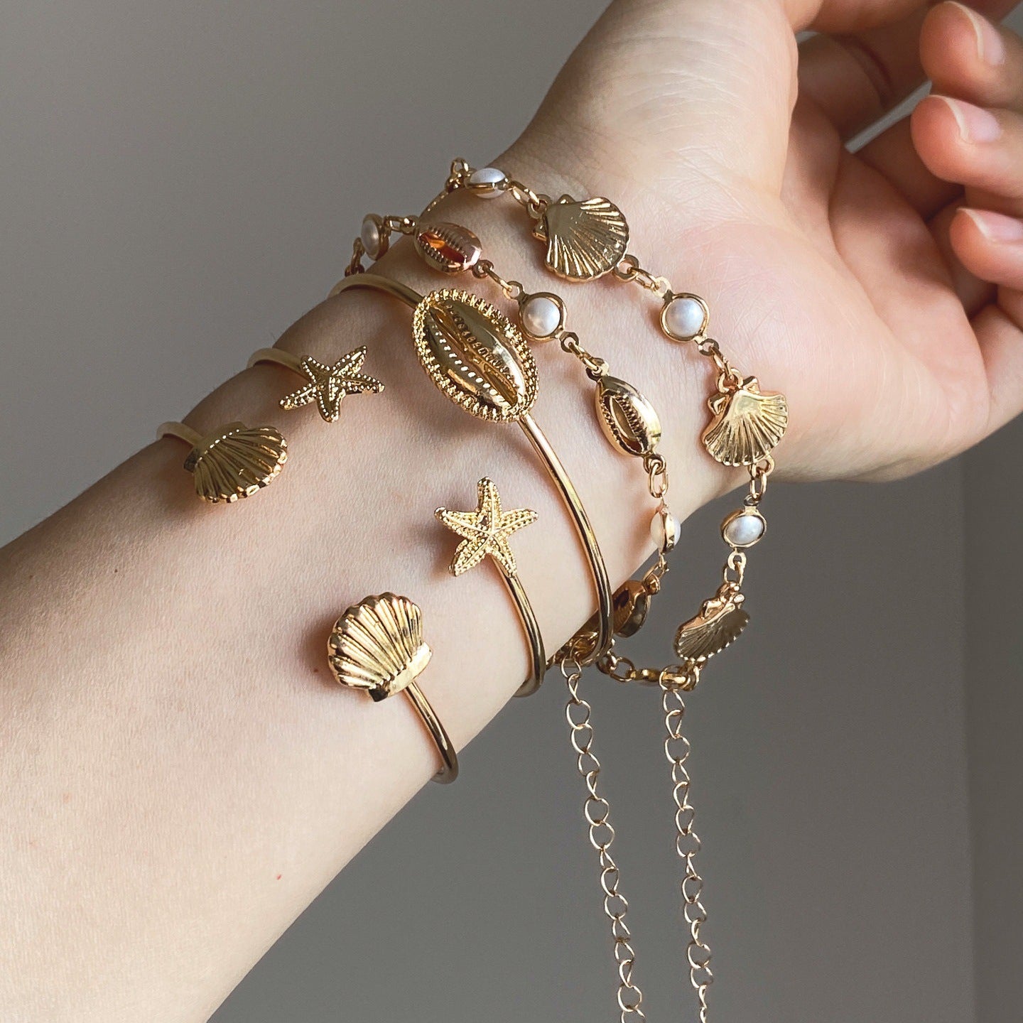 Retro Shell Pearl Gold Plated - DippedShop Wholesale - #4995