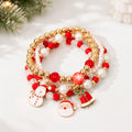 Christmas Santa Claus Charm Layered Beaded Bracelet 6W6JBR656
