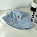 Cute Bowknot Cherry Embroidery Denim Bucket Hat MK2BW6W6HAT70
