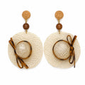 Raffia Hat Dangle Earrings - DippedShop Wholesale - #4899