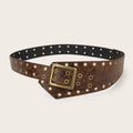 Vintage Hollow Out Studded Wide Leather Belt 6W6JBT174