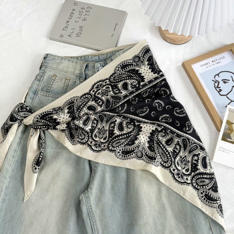 Retro Cashew Print Waist Belt Silk Scarf MK2BLW6W6NSI59