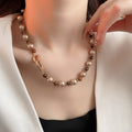 Vintage Irregular Tiger Eyes Stones Necklace 6W6JNC909