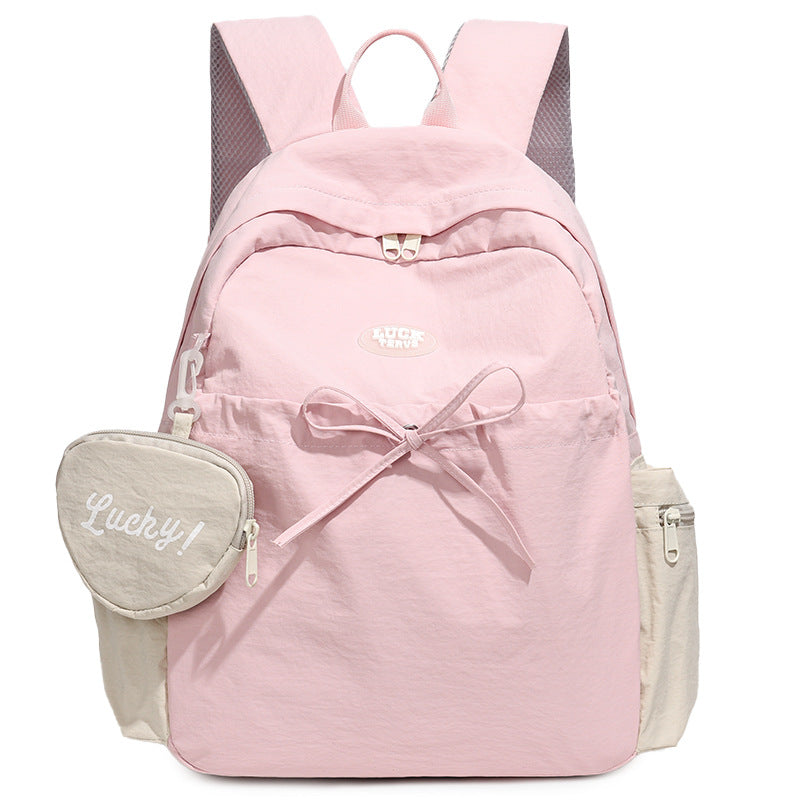 Sweet Solid Color Bowknot Large Capacity Backpack 6S10BBG1449