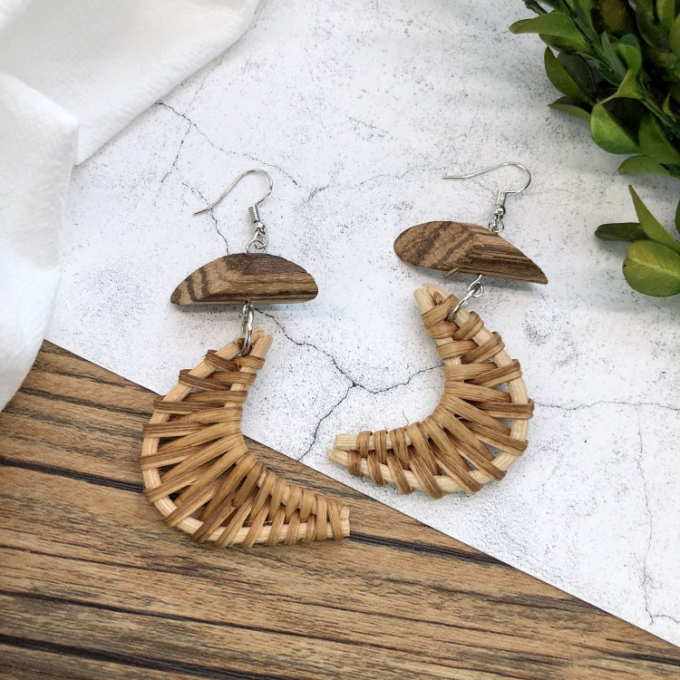 Rattan Dangle Earrings Beach - DippedShop Wholesale - #2019