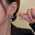 Creative Sparkly Rhinestone Snowflake Christmas Earrings 6W6JER682
