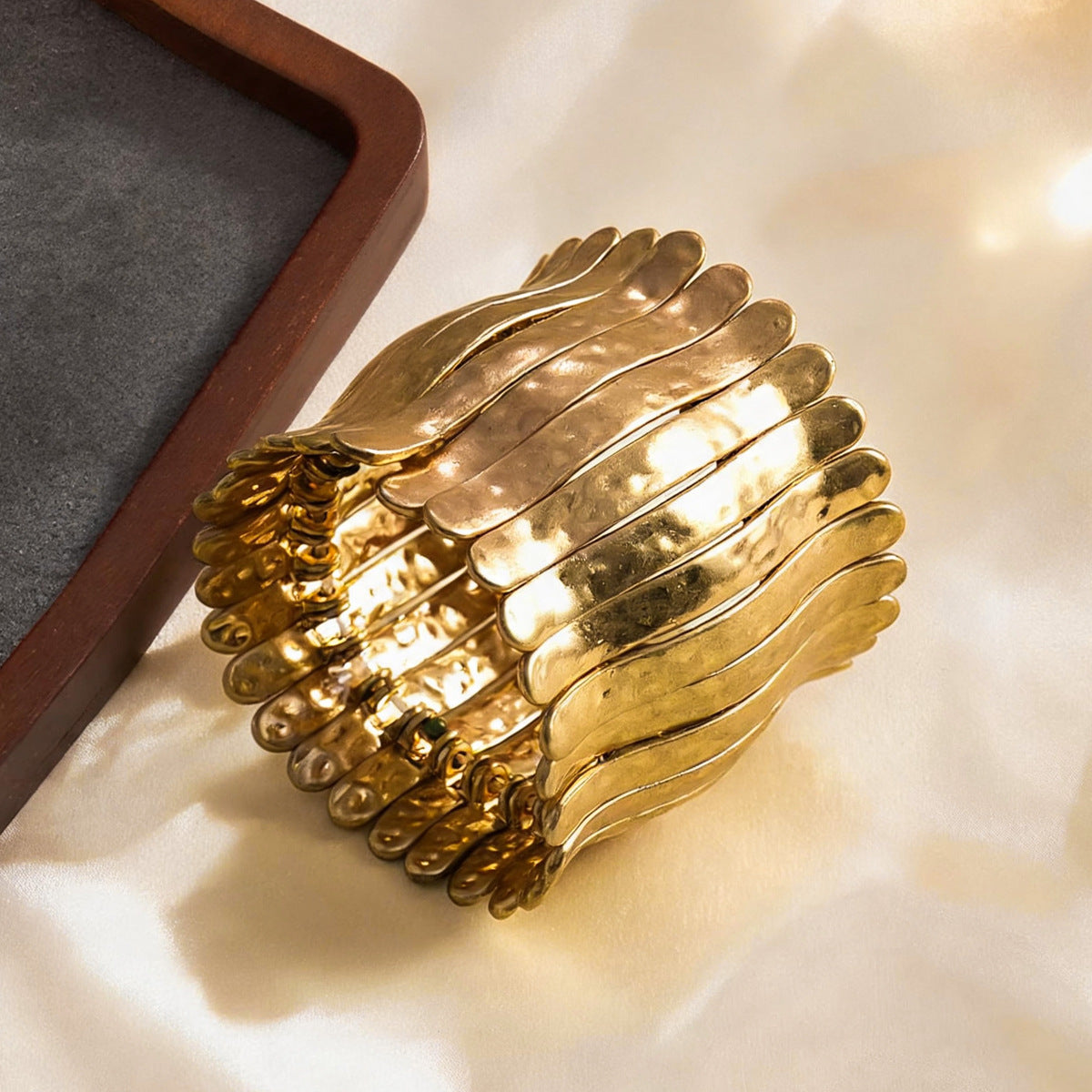 Bold Gold Plated Stretch Statement Bracelet 6W6JBR593