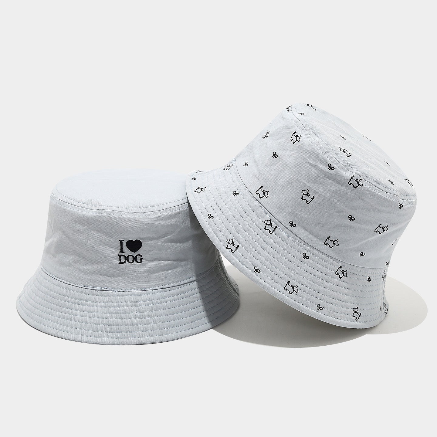 Cute Dog Embroidery Reversible Bucket Hats MK2COK6W6HAT362