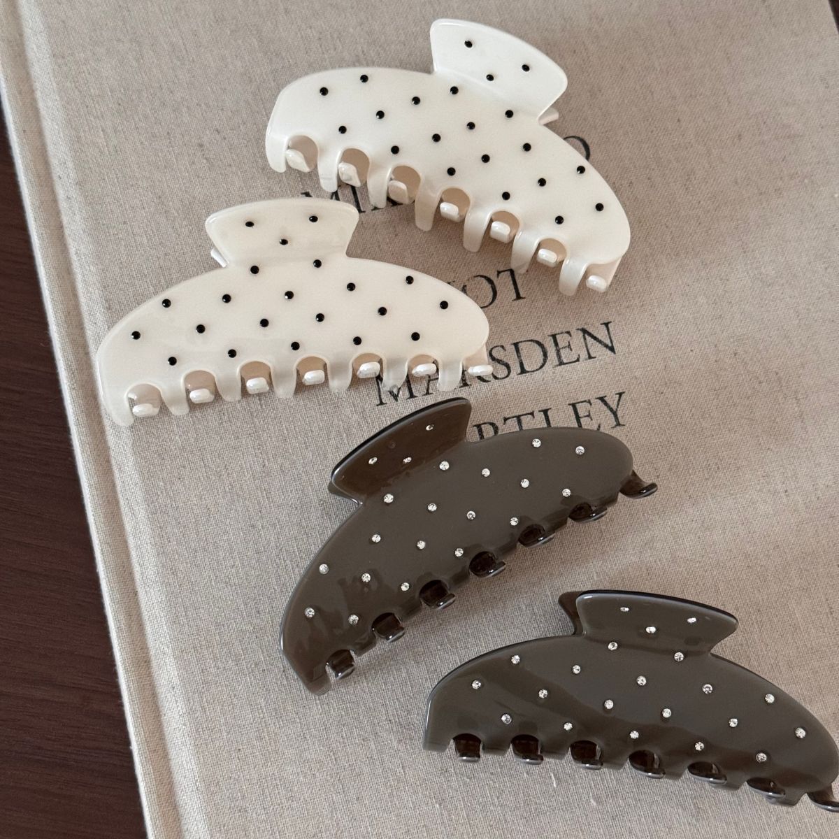 Cute Rhinestone Polka Dots No Slip Hair Claw 8AS6HCP283L