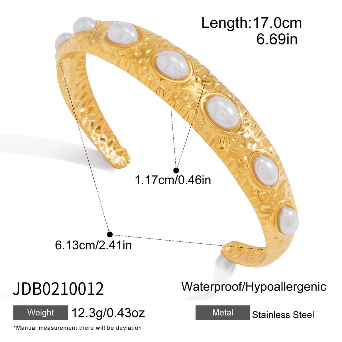 Trendy Gold Plated Pearl Bangle Bracelet 6W6JBR596