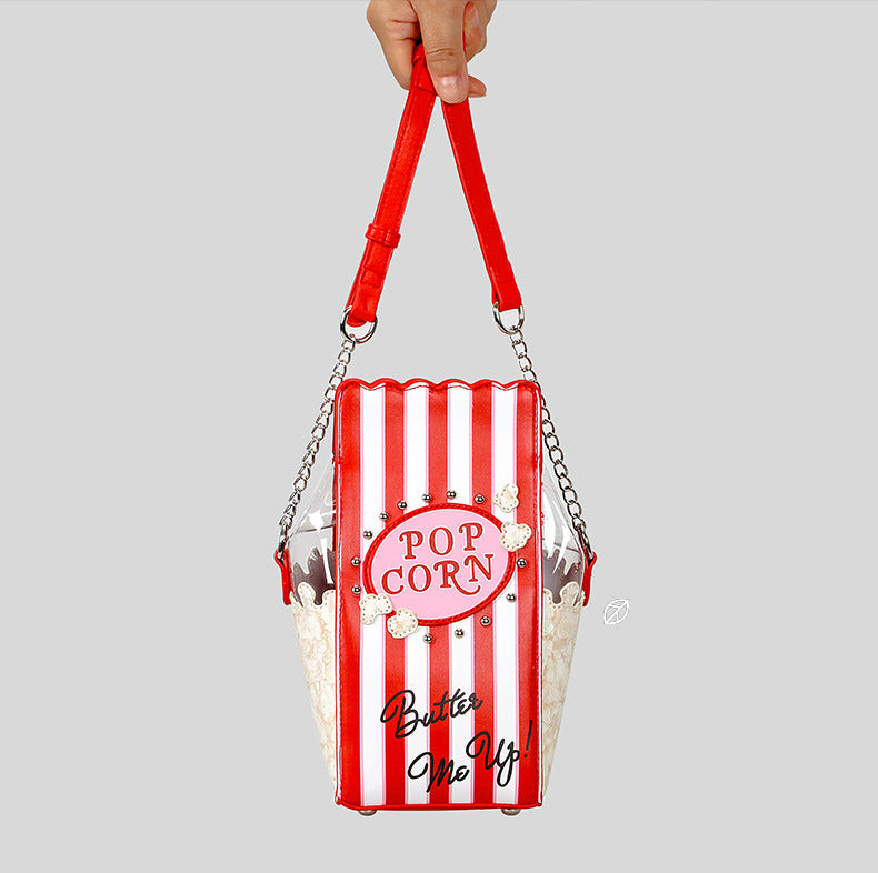 Cute Clear Popcorn Purse Striped Crossbody Bag 6W10BBG2122