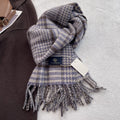 Vintage Plaid Wool Blend Knit Tassel Scarf 6W6NSC67