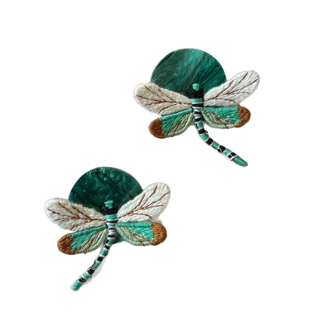 Vintage Green Dragonfly Stud Earrings DP25D826