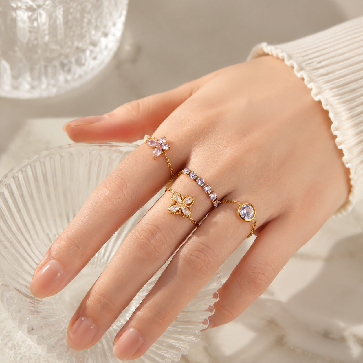 Adjustable Cubic Zirconia Ring - DippedShop Wholesale - #1667