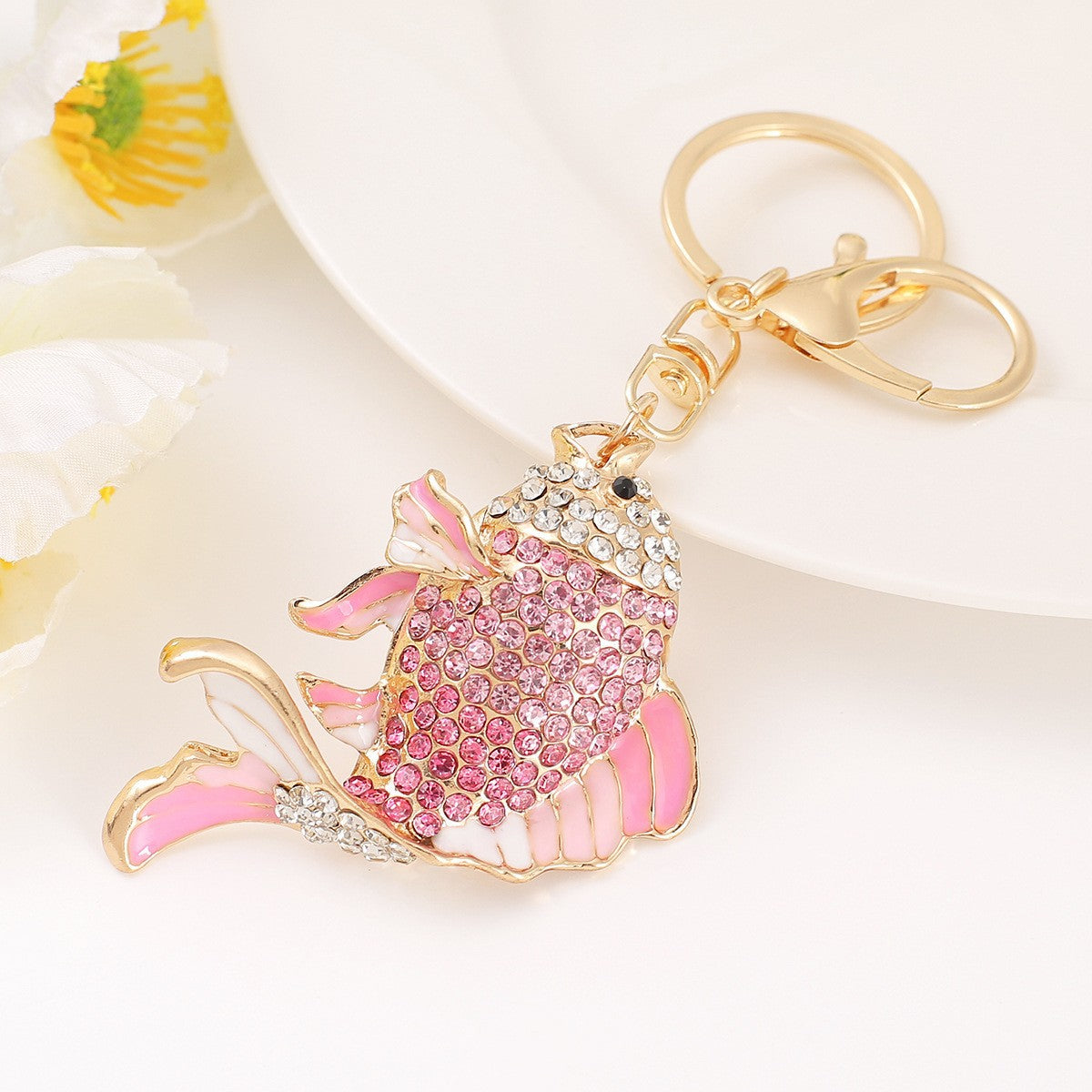 Funny Rhinestones Dolphin Pendant Keychain Bag Charm 6W10BBC632