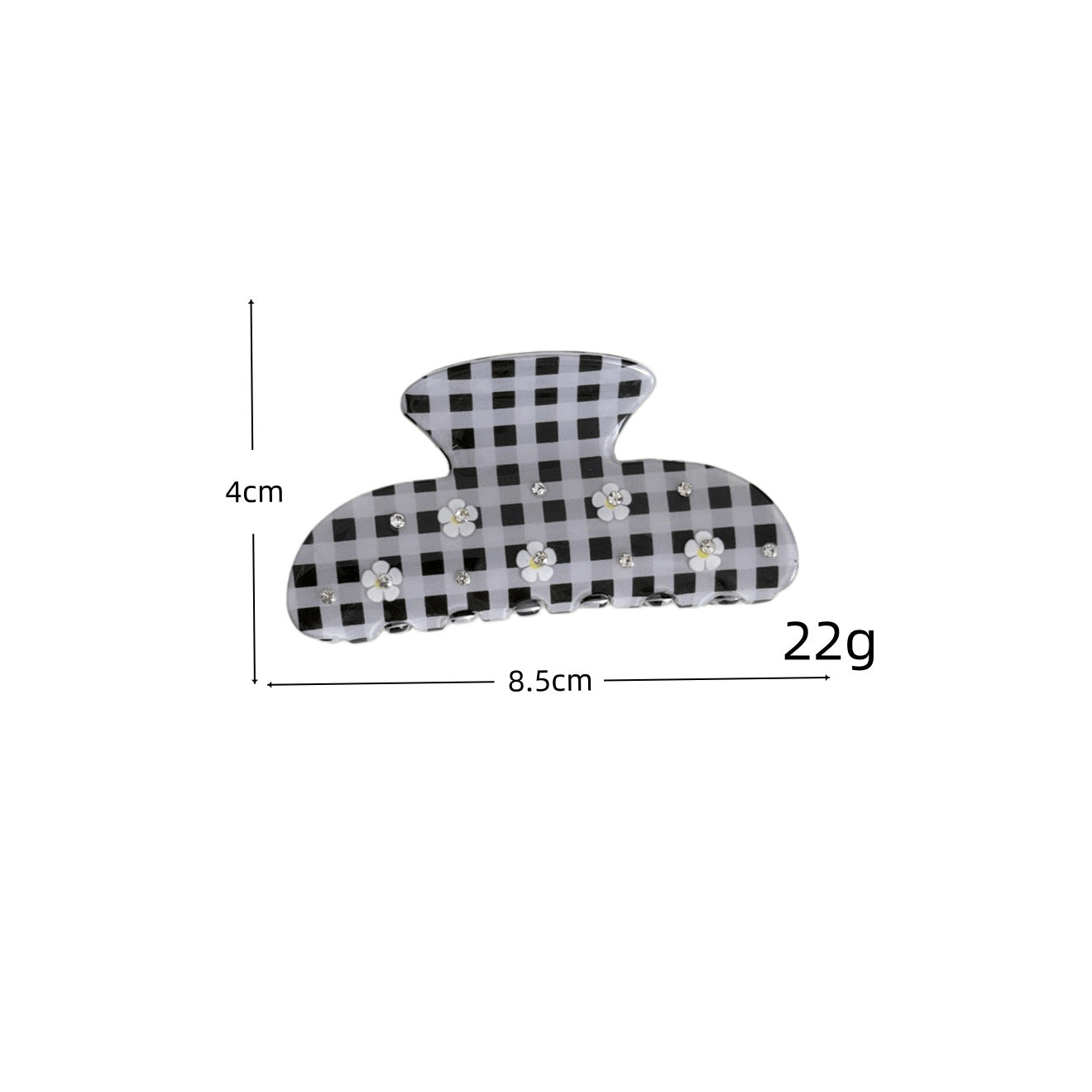 Cute Rhinestone Flower Plaid Acetate Hair Claw 6W6HCP1277