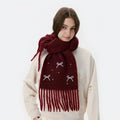 Cute Bowknot Solid Color Tassel Warm Scarf W6W6NSC127