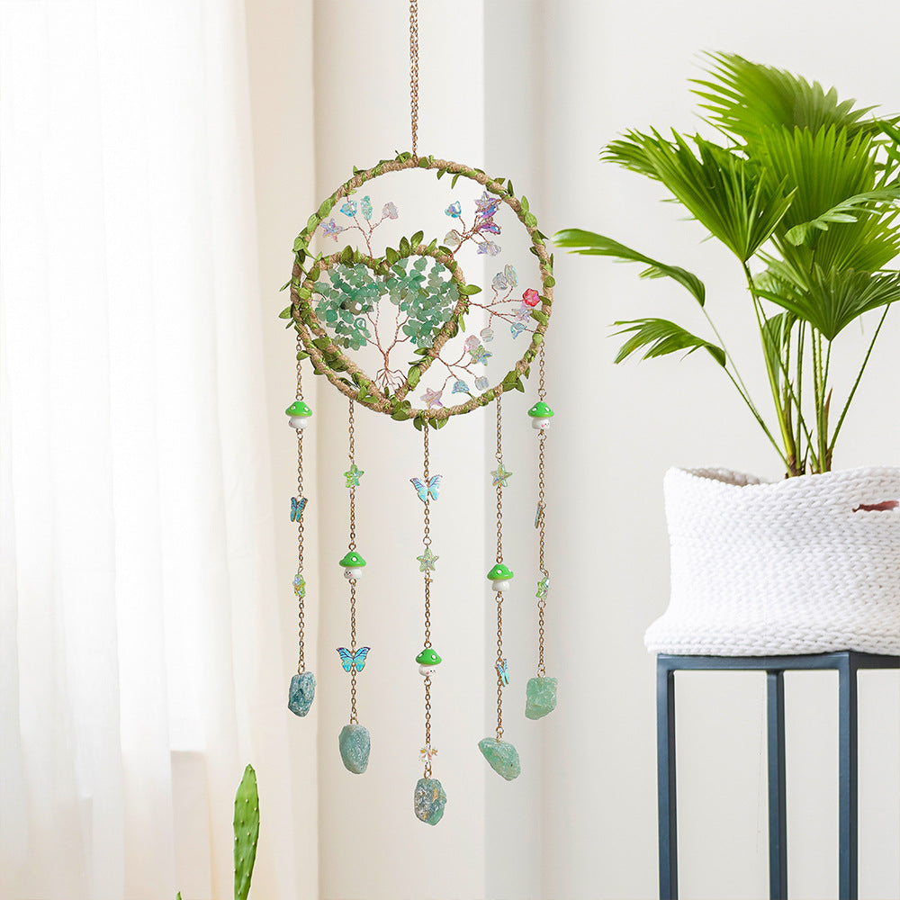Heart Natural Stones Wind Chime Hanging Prism Suncatcher MK2CZAS6H7HLS52