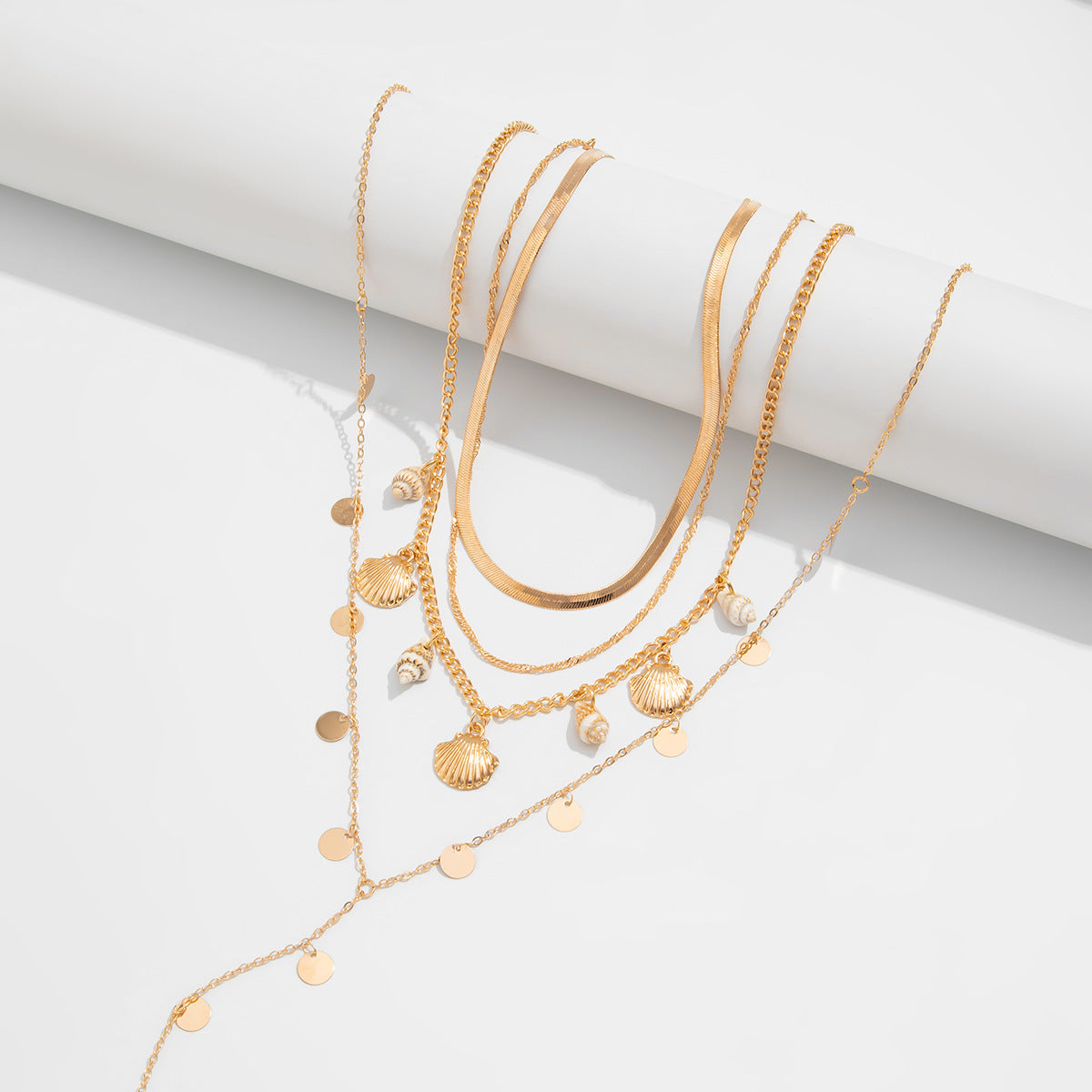 Multi-Layer Gold Shell Necklace - DippedShop Wholesale - #4227