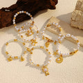 Elegant Pearl Shell Charm Beaded Chain Bracelet 6W6JBR523