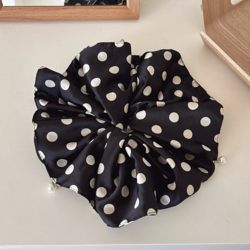 Oversized Polka Dots Pearl Satin Hair Scrunchies MK2BW6W6HSR92