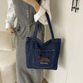 Vintage Embroidered Dog Denim Shoulder Tote Bag 6W10BBG2369