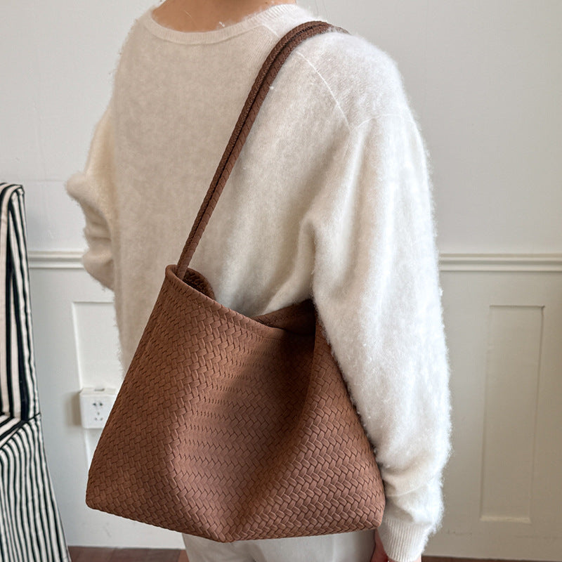 Minimalist Woven Texture Soft Tote - DippedShop Wholesale - #5395