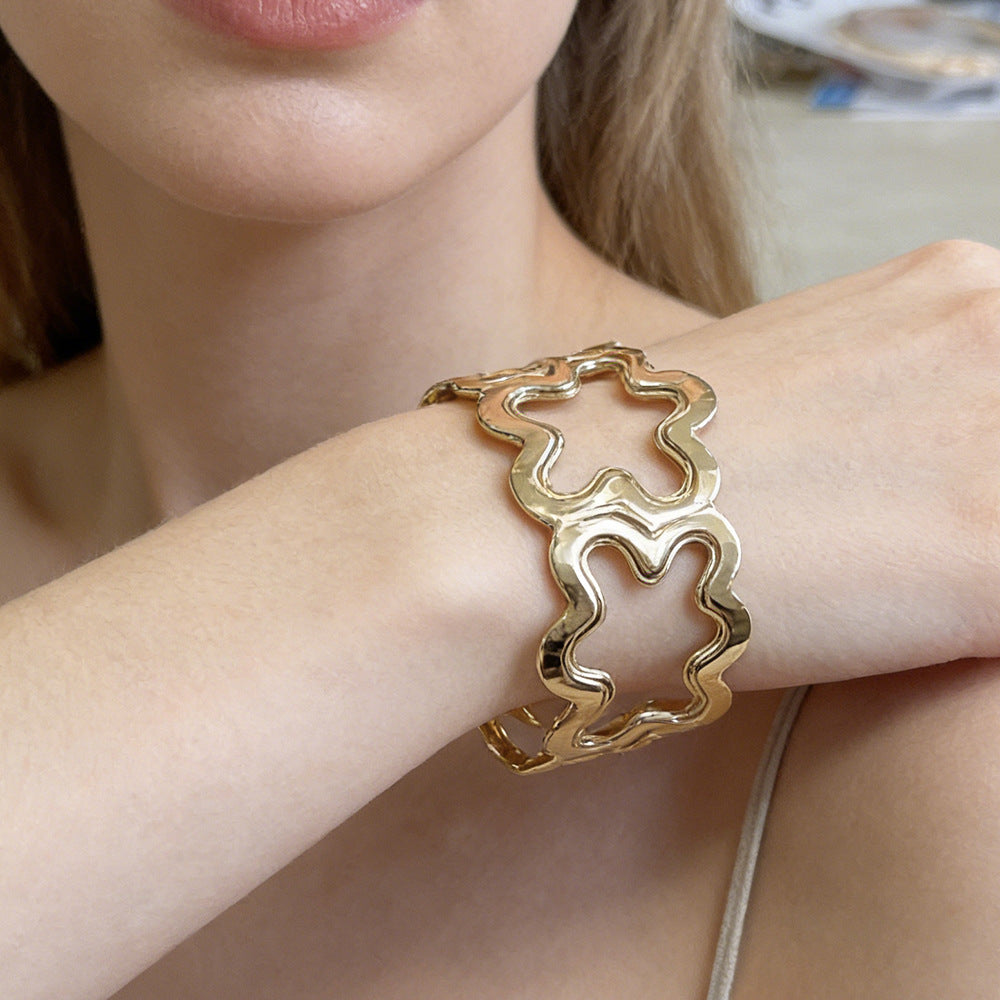 Retro Leopard Print Open Cuff - DippedShop Wholesale - #9987