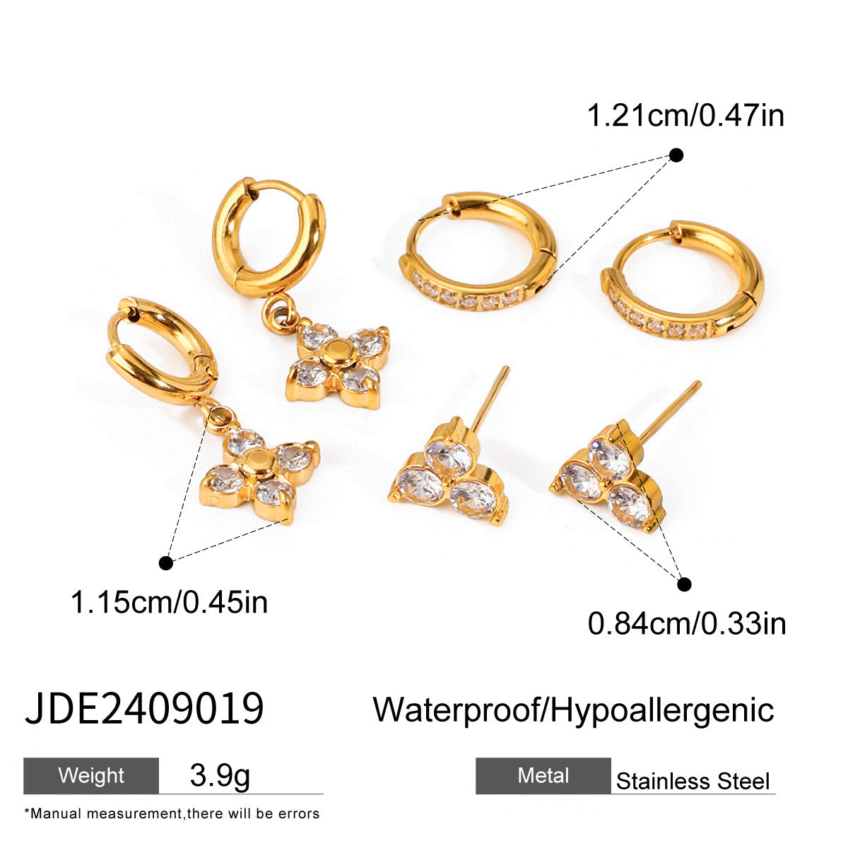 Gold Plated Rhinestone Hoops - DippedShop Wholesale - #0115